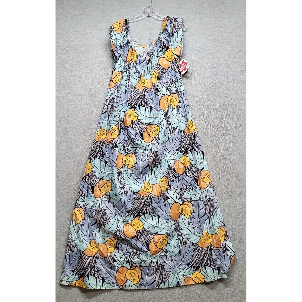 Hilo Hattie‎ Women Dress S Blue Floral A-Line Fruit Print Style 630 Hawaiian NWT